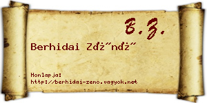 Berhidai Zénó névjegykártya